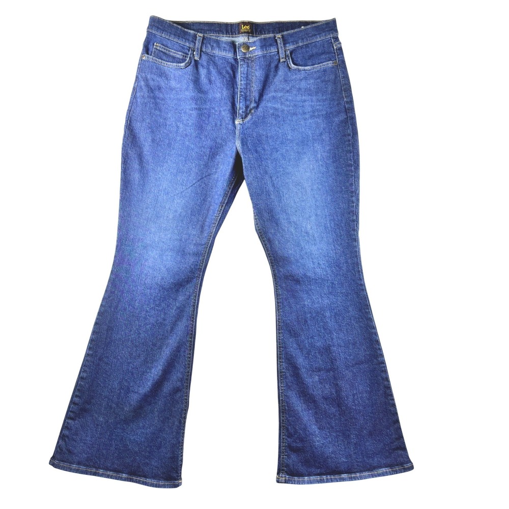 Lee Jeans Womens 18 Short (36x29)Flare Bootcut Dark Wash Stretch Denim Pants‎